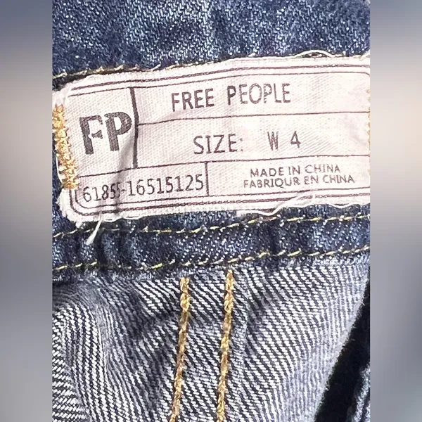 Free People Denim Raw Hem Mini Overall Skirt Size 4 - Image 13