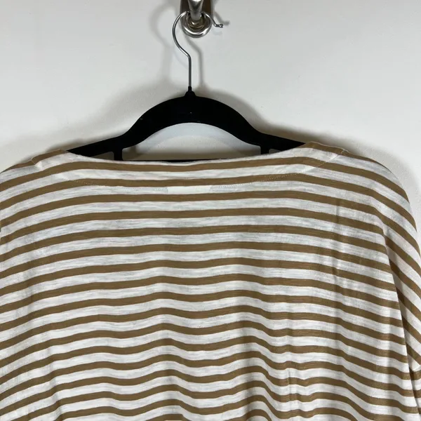 J. Jill Striped Cotton Long Sleeve Tee Brown White Boat‎ Neck Petite Medium - Image 9