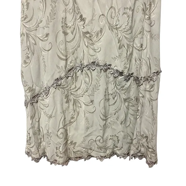 Vintage Y2K Large‎ Long Skirt Gray Embroidered Classic 90 Normcore Maxi Academia - Image 2