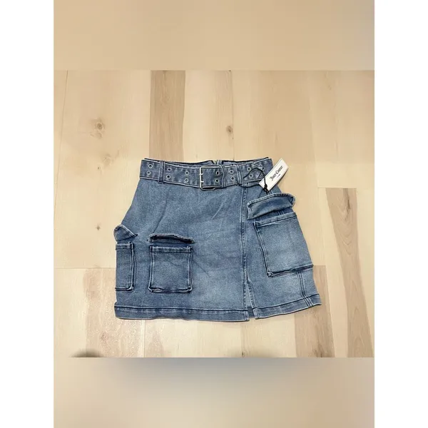 Juicy Couture NWT Size 25 XS Blue Denim Belted Cotton Cargo Miniskirt Retro Y2K - Image 6
