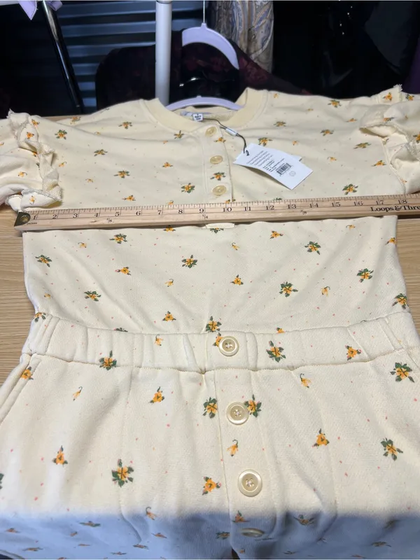 Something Navy Esmeralda Ruffle Floral Jumpsuit Yellow Size S NWT - Image 10
