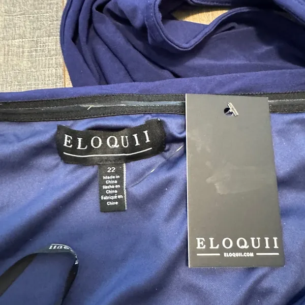 NWT ELOQUII Royal Blue One Shoulder Draped Ruched‎ Maxi Dress Size 22 Formal - Image 4