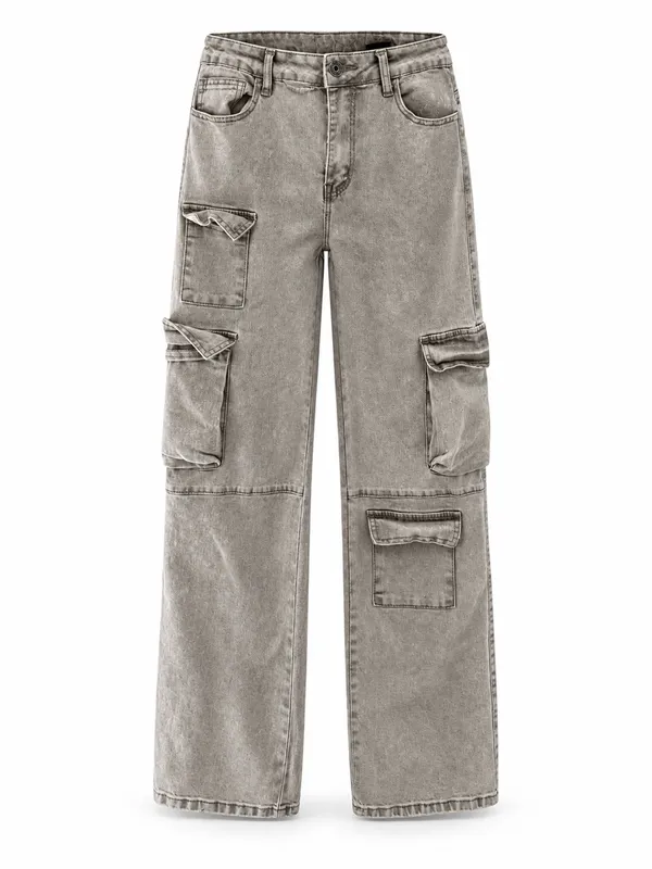 VIP Jeans Gray Acid Wash Multi Pocket Cargo Jeans Women 9/29 Y2K - Image 2