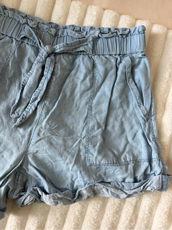 aerie Light Blue High-Waist Drawstring Shorts - Image 3