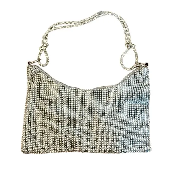 Diamond bedazzled mini shoulder bag silver 12x10 - Image 6
