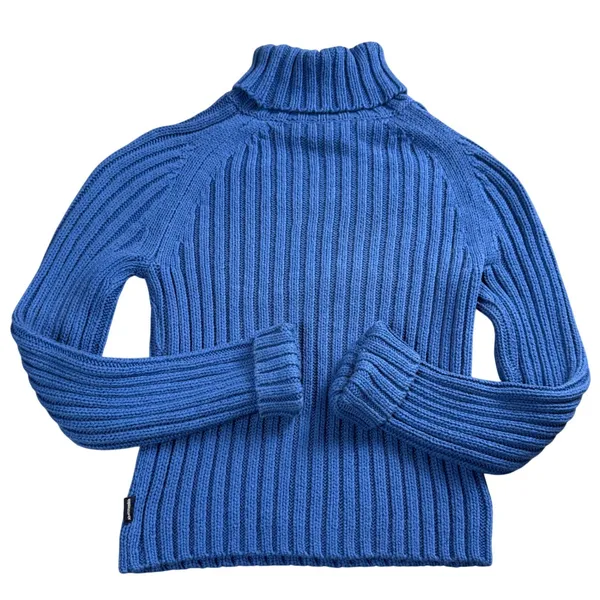 Abercrombie & Fitch Turtleneck‎ Sweater Women Large Blue Ribbed Chunky Knit Y2K - Image 2