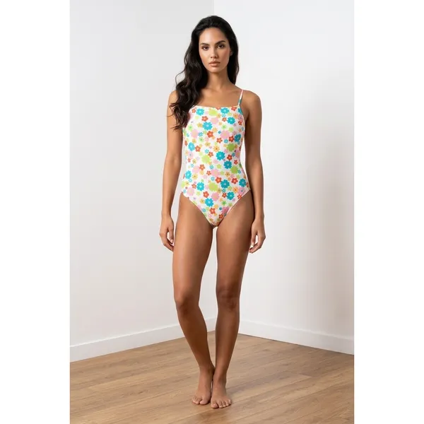 Ninety-Nine Womens Floral One Piece Swimsuit XXL Square Neck Retro Flower Print - Image 8