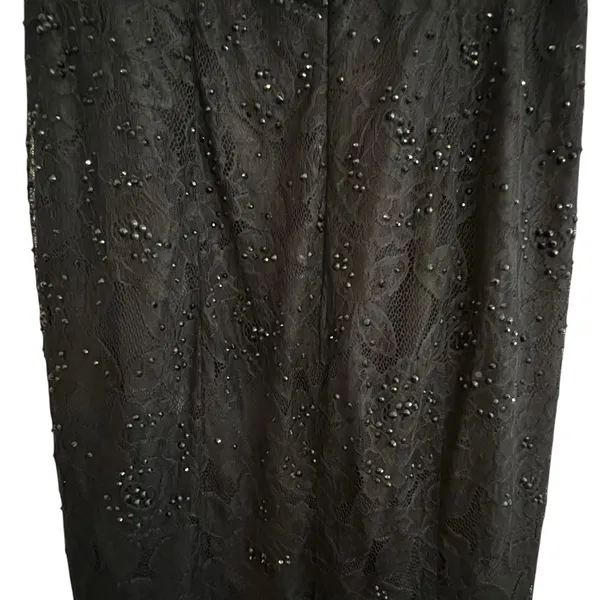 Rachel Allan Womens Lace Beaded Maxi Skirt Size 4 Black Whimisigoth Witchy Prom - Image 7