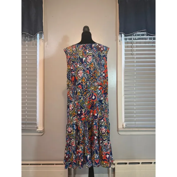 Roz & Ali Paisley Floral Dress 2X Boho Flowy Tiered Sleeveless Plus - Image 4