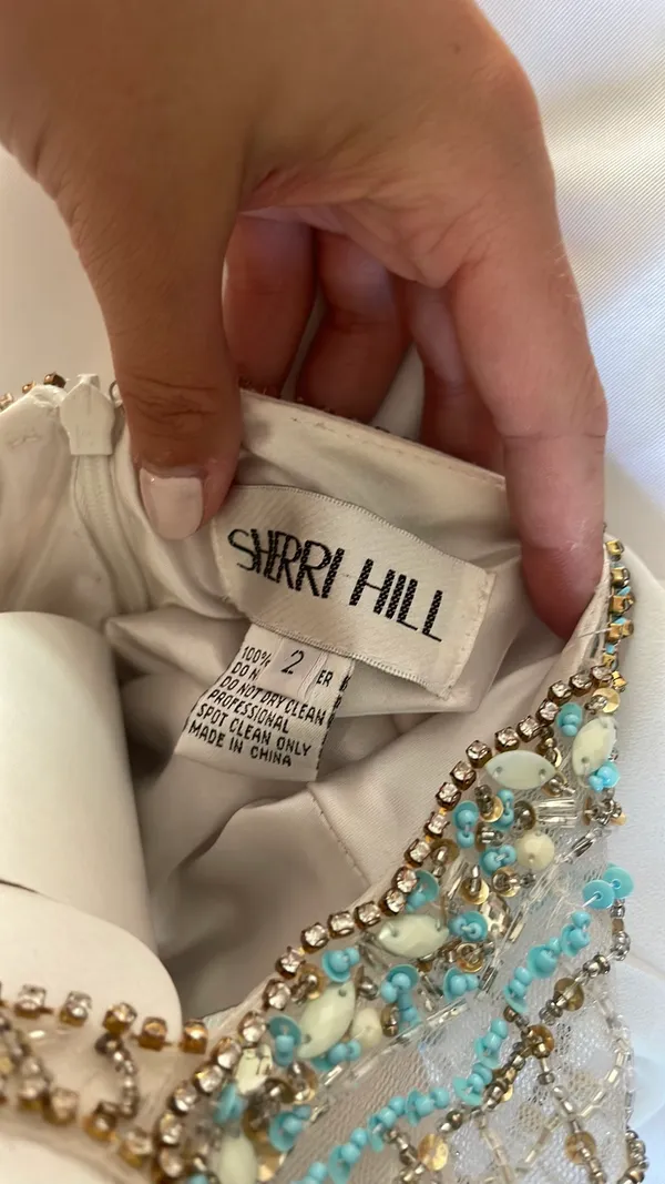 Sherri Hill White Beaded Maxi Dress - Image 6