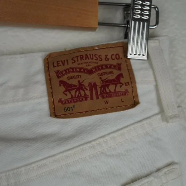 Levis 501 Distressed White High-Rise Jeans Size‎ W28 L30 Vintage Inspired - Image 8