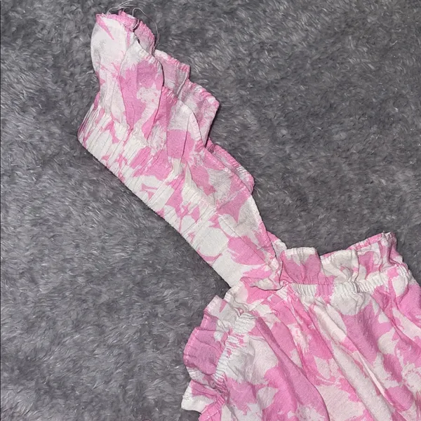 Blu Pepper Pink Floral Ruffle Dress — Sleeveless, Elastic Waist, Size M - Image 3