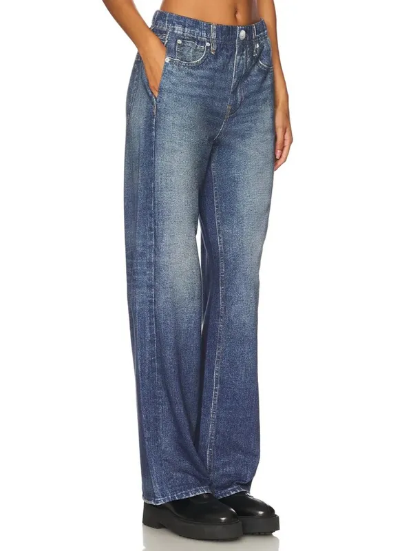 NWT rag & bone Miramar Wide Leg in Lenox Phot-Printed Faux Jean Sweat Pants XXS - Image 4