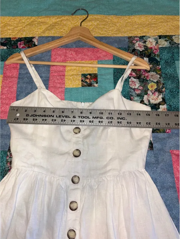 Reformation Velma $198 100% Linen Small White Button-Front Midi Dress Straps - Image 7