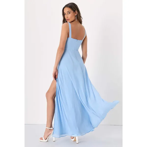 Lulus Remarkable Arrival Powder Blue Sleeveless Maxi Dress Holiday Gala Medium - Image 3