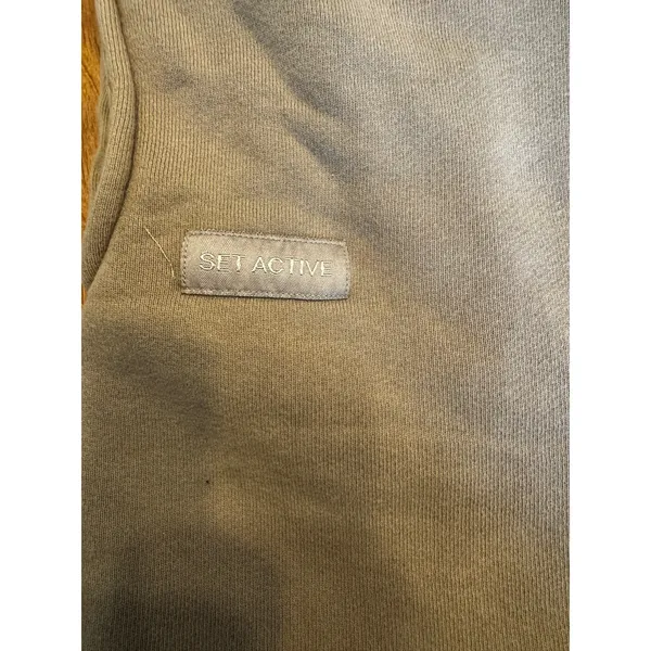 SET ACTIVE Fleece Sweat Shorts Taupe Beige Raw Hem Lounge Athletic Shorts Size L - Image 6