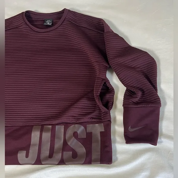Nike Cropped‎ Boxy Sweatshirt Womens Small Burgundy Oversized Activewear - Image 6