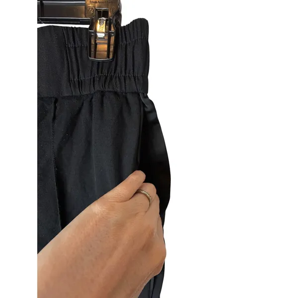 Reebok Victoria Beckham Pants‎ Women Small Black Wool Snap Side Satin Wide Leg - Image 9