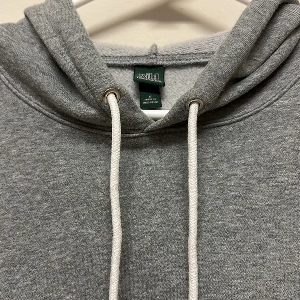 Wild Fable Gray Cropped Hoodie Sweatshirt with cord size S - Image 3