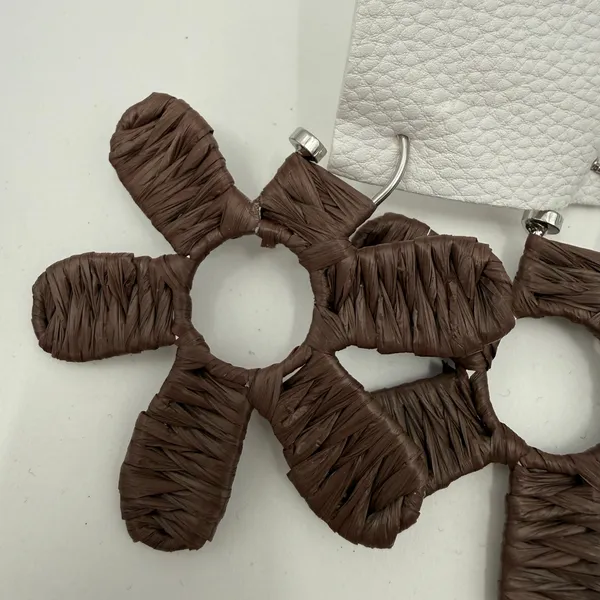 Free People Earrings NWT Woven Flower Hoops Chocolate Brown Hippie Boho Festival - Image 6