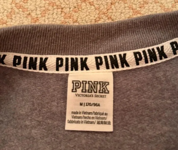 Victoria’s Secret PINK orange grey logo long sleeve women’s size medium - Image 5