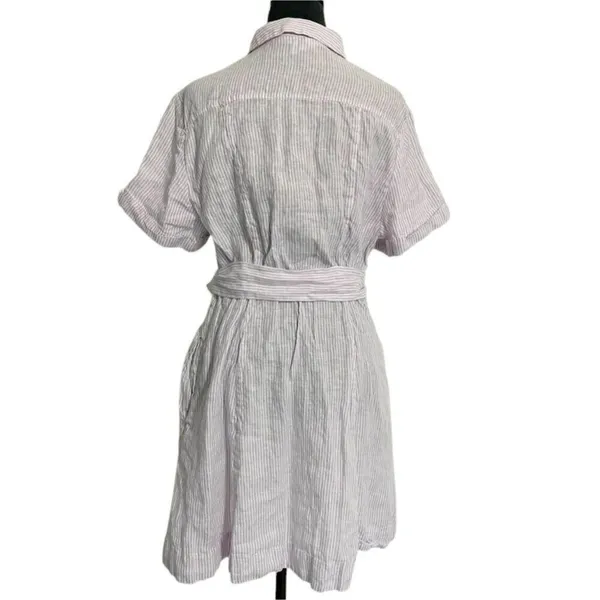 Hill House Size Large Linen The Laura Dress Lilac Stripe $165 - Image 8