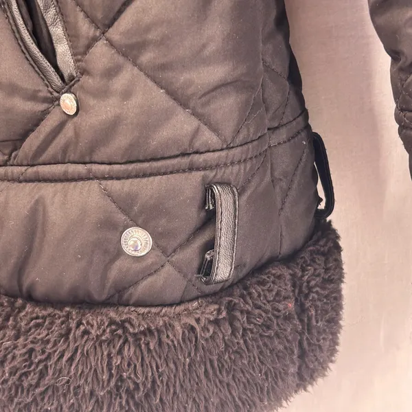 Lauren‎ Ralph Lauren Quilted Puffer Jacket Large Aviator Rebel Faux Fur - Image 12