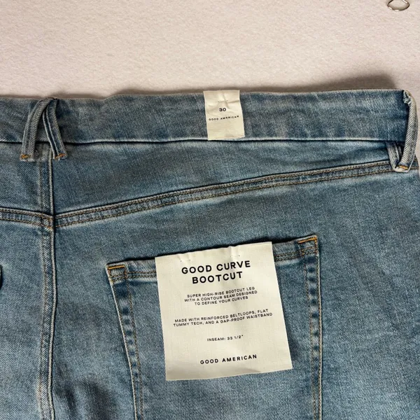 Good American Good Curve Bootcut Jeans Women's 30 Plus Light Wash High Rise NWOT - Image 3
