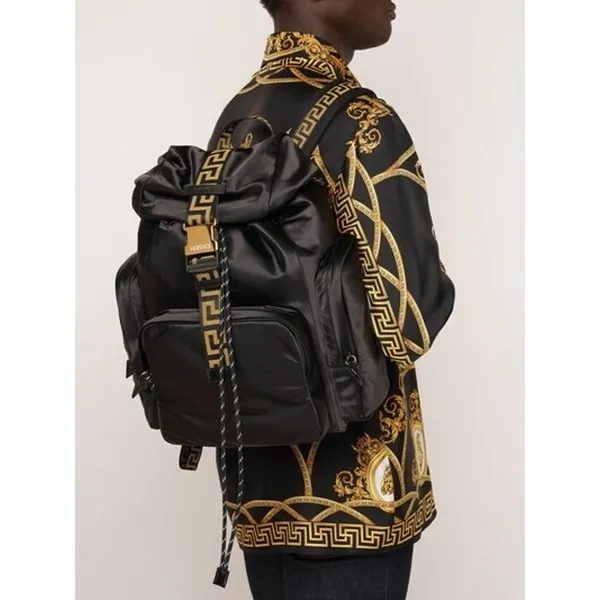 Versace Greca nylon & leather backpack NEW (VS1) - Image 2
