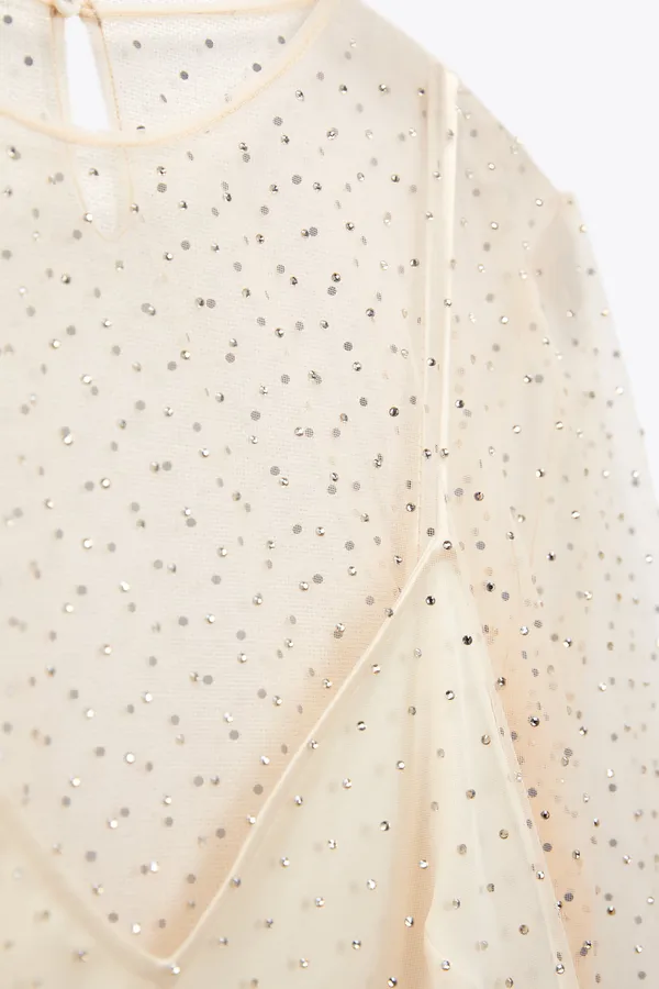 Zara NWT Gold Rhinestone Mini Dress - Image 6
