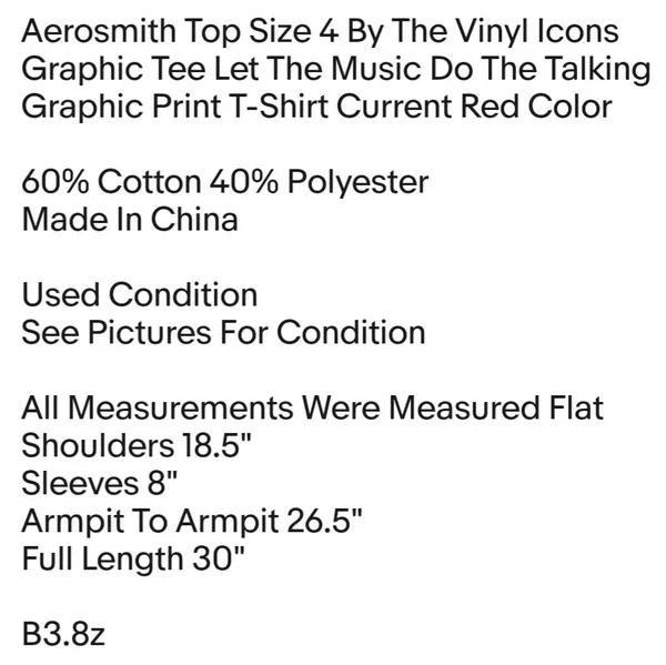 Aerosmith Top Size 4 By The Vinyl Icons Graphic Tee Let The Music Do The Talking Graphic Print T-Shirt - Image 2