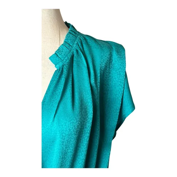 Current Air‎ Dress Women Medium Teal Silky Belted V Neck Short Sleeve Mini Party - Image 4