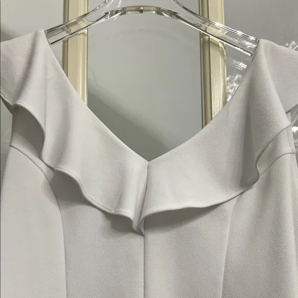 Bar III Bright White Ruffled V-Neck Blouse - Image 3