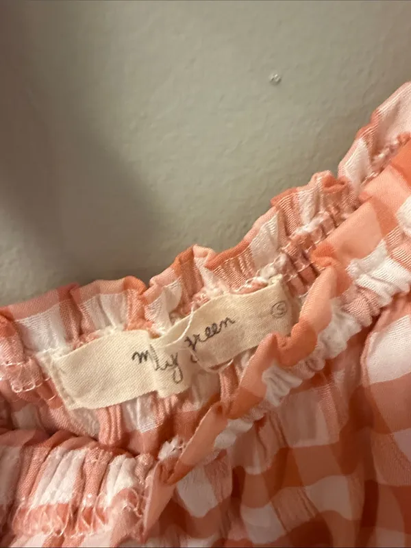 Molly Green Orange & White Gingham Gameday Tiered Ruffle Mini Dress Small $78 - Image 5