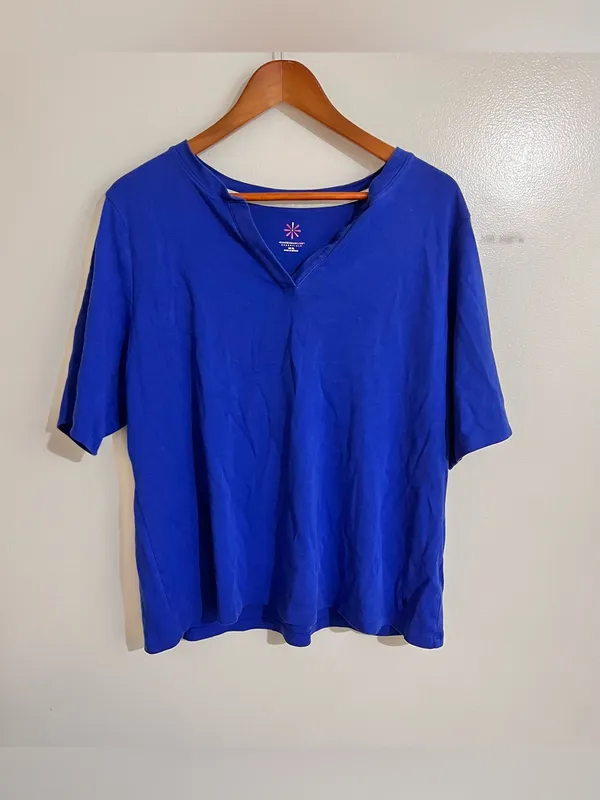 Isaac Mizrahi Live Women Top Plus Size 1X Essentials Pima Cotton Blue T-shirt - Image 2