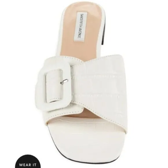 SAKS FIFTH AVENUE Brooklyn Croc Embossed Leather Sandals - Image 3