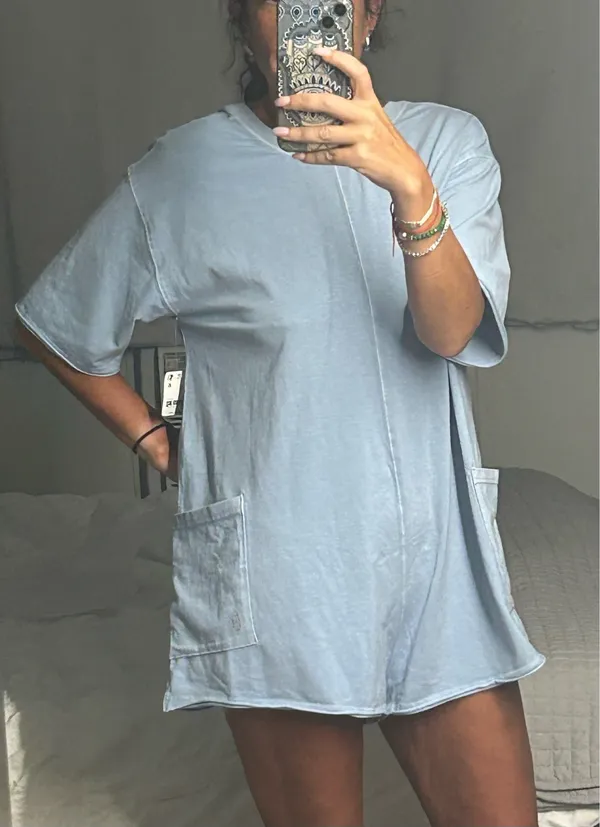 Free People Movement Hot Shot Tee Romper Steel XS Oversized NWT - Image 3