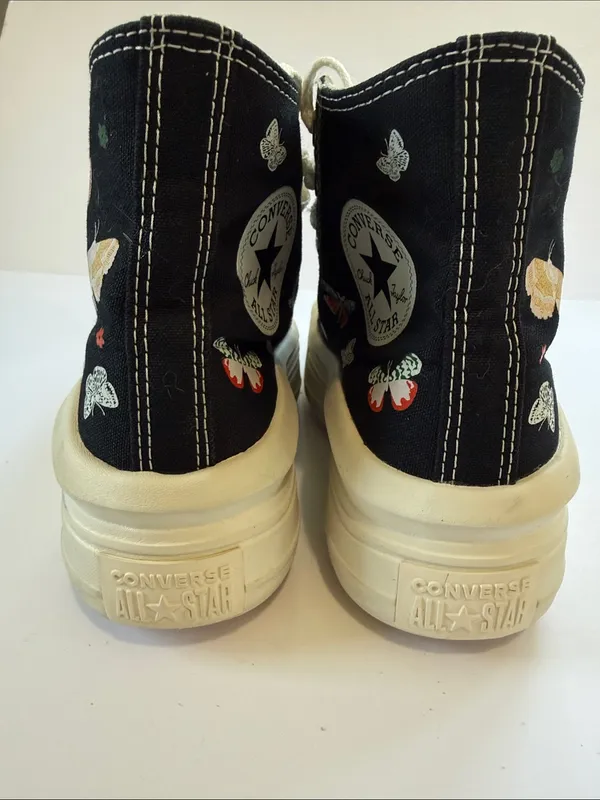 Converse Black High-Top All Star Sneakers with Butterfly Embroidery - Image 5