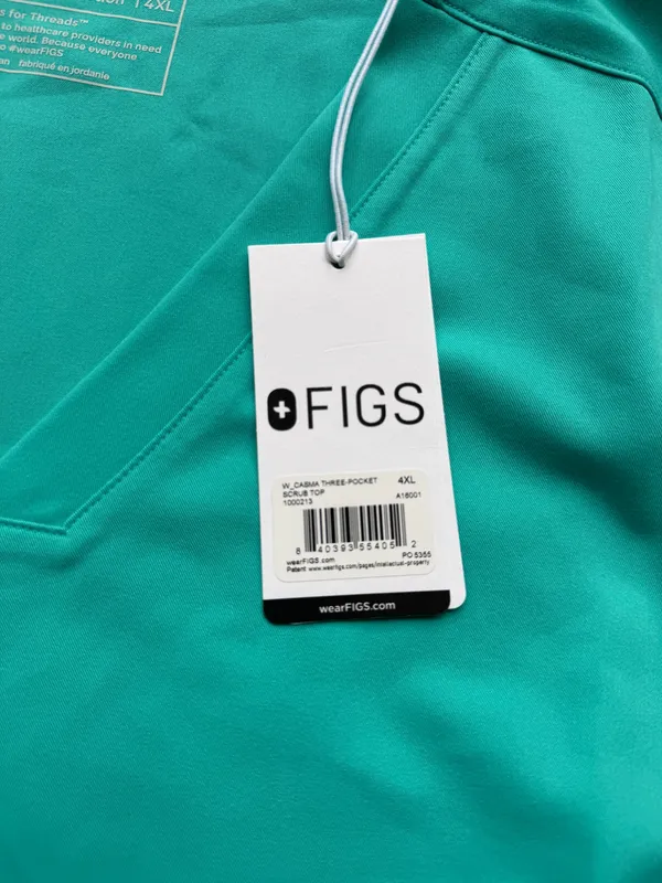 NWT FIGS Oasis Blue Casma Three Pocket Scrub Top - Size 4XL - Image 4