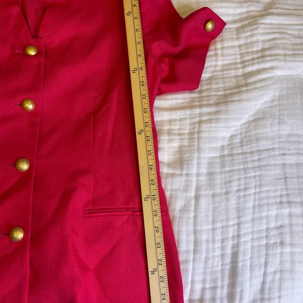 Vintage Casual Corner Fuchsia Short Sleeve Blazer Jacket Gold Buttons - Image 9