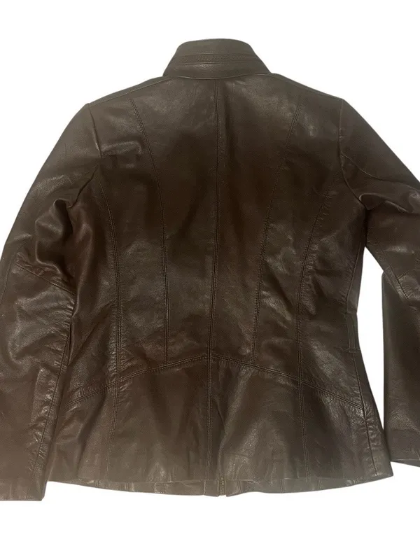 WILSONS LEATHER Brown Jacket Buttery Leather Moto Lined Womens Size Medium - Image 7