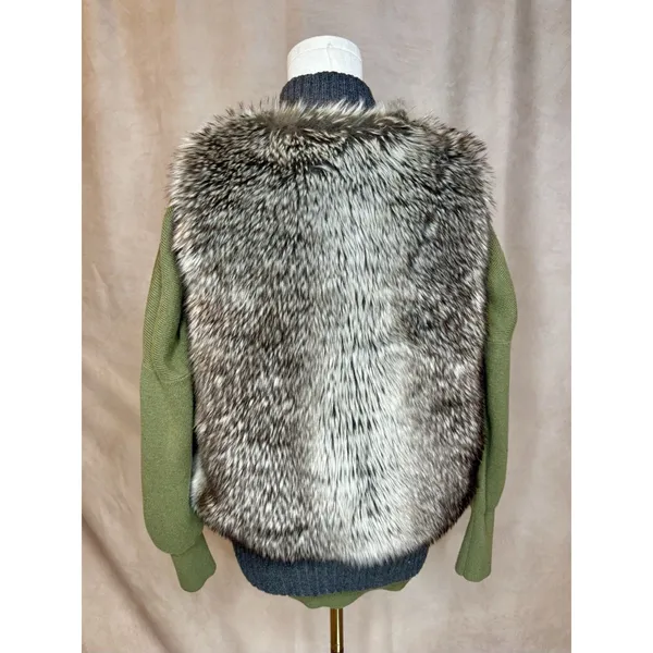 Shade Faux Fur Vest Small Gray Brown Zip Front Cozy Layering Piece - Image 2