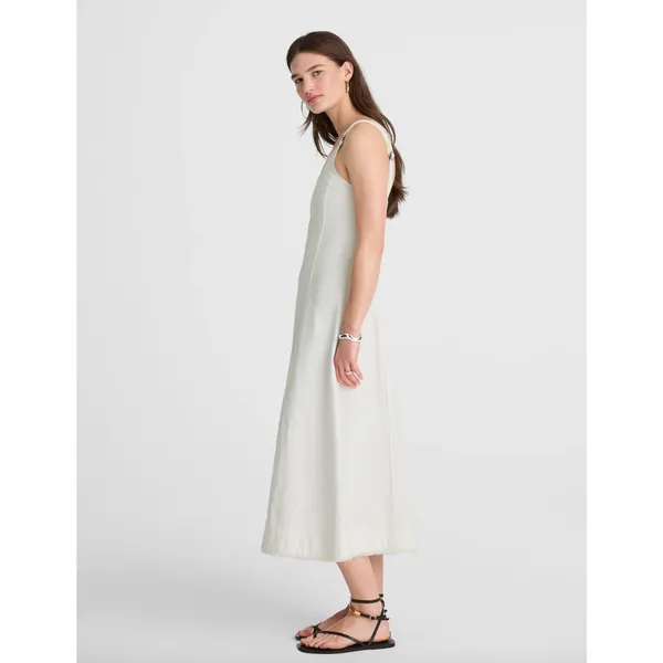 Madewell Denim Scoopneck Midi Dress Pure White Wash A Line Minimalist XXS NWT - Image 3