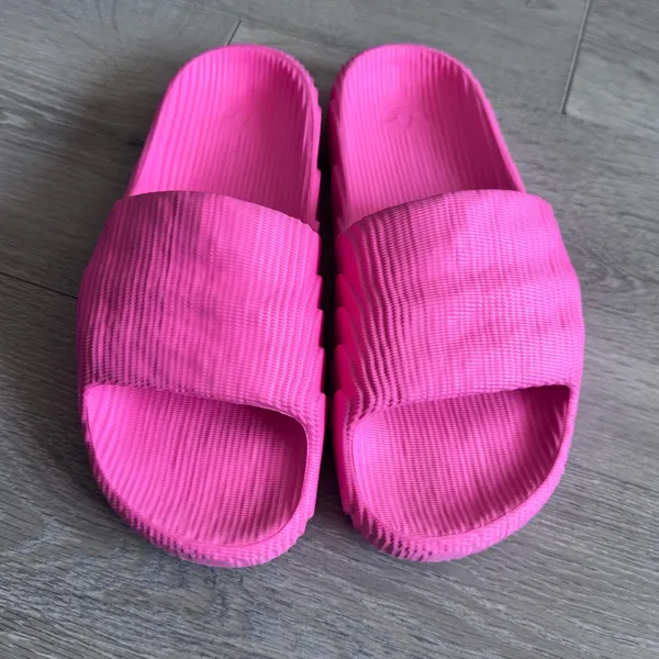 Adidas Adilette 22 Slides Lucid Pink Women 8 Textured Topographic Sandals IF3568 - Image 3