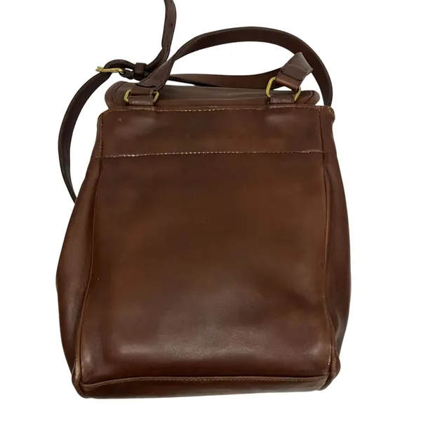 Vintage Coach Flap Drawstring Brown Leather Crossbody - Image 4