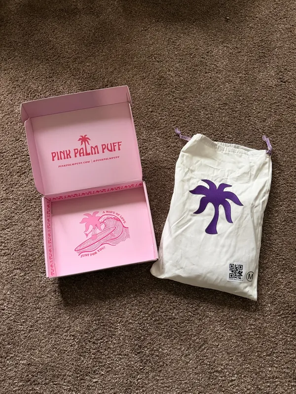 Pink Palm Puff Pajamas - Twilight Purple - Size Medium, NWT w/ Bag and Box - Image 8