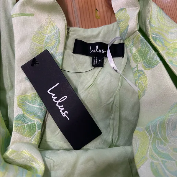 Lulus Brighter Side Light Green Floral Satin Jacquard Mini Dress - Image 6