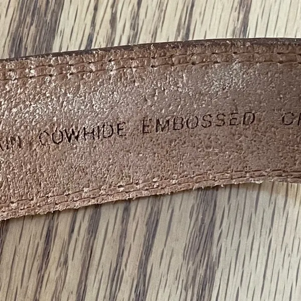 Woodward Cowhide Leather Crocodile Embossed Brown Belt Size M - Image 5
