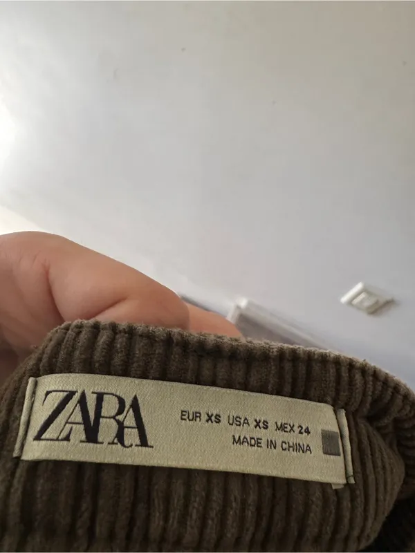 Zara Olive‎ Green Corduroy Skort - Image 4