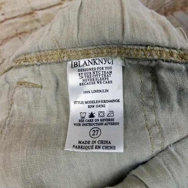 Blank NYC Cargo Pants Womens 27 100% Linen Beige Utility Jogger Pull On Beach - Image 11